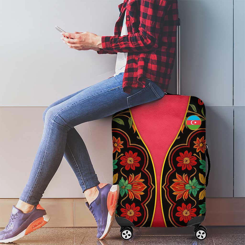 Azerbaijan Folk Floral Luggage Cover with Traditional Carpet-Inspired Pattern TS04