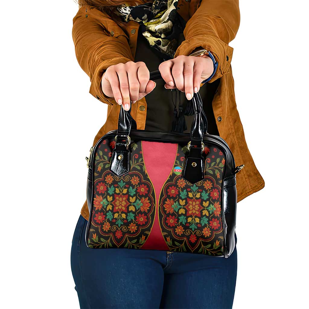 Azerbaijan Folk Floral Shoulder Handbag with Traditional Carpet-Inspired Pattern TS04