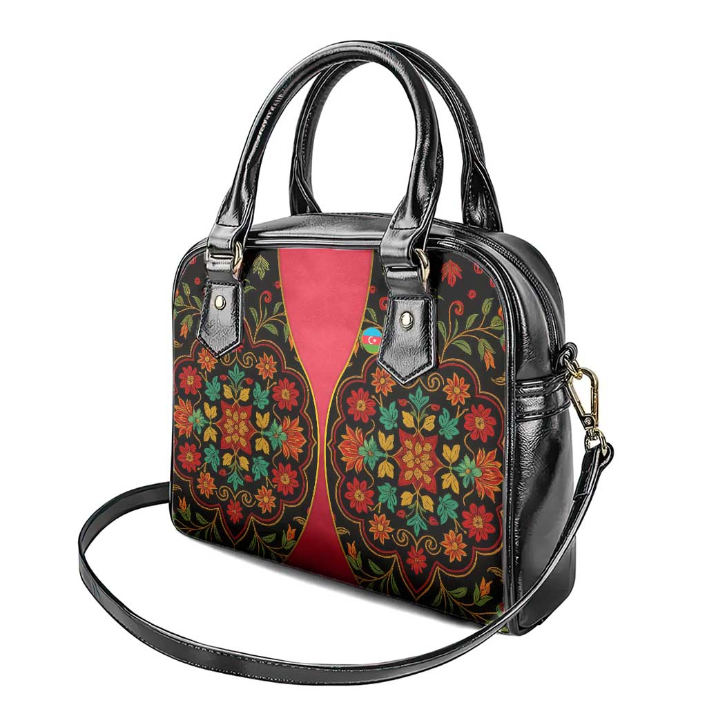 Azerbaijan Folk Floral Shoulder Handbag with Traditional Carpet-Inspired Pattern TS04