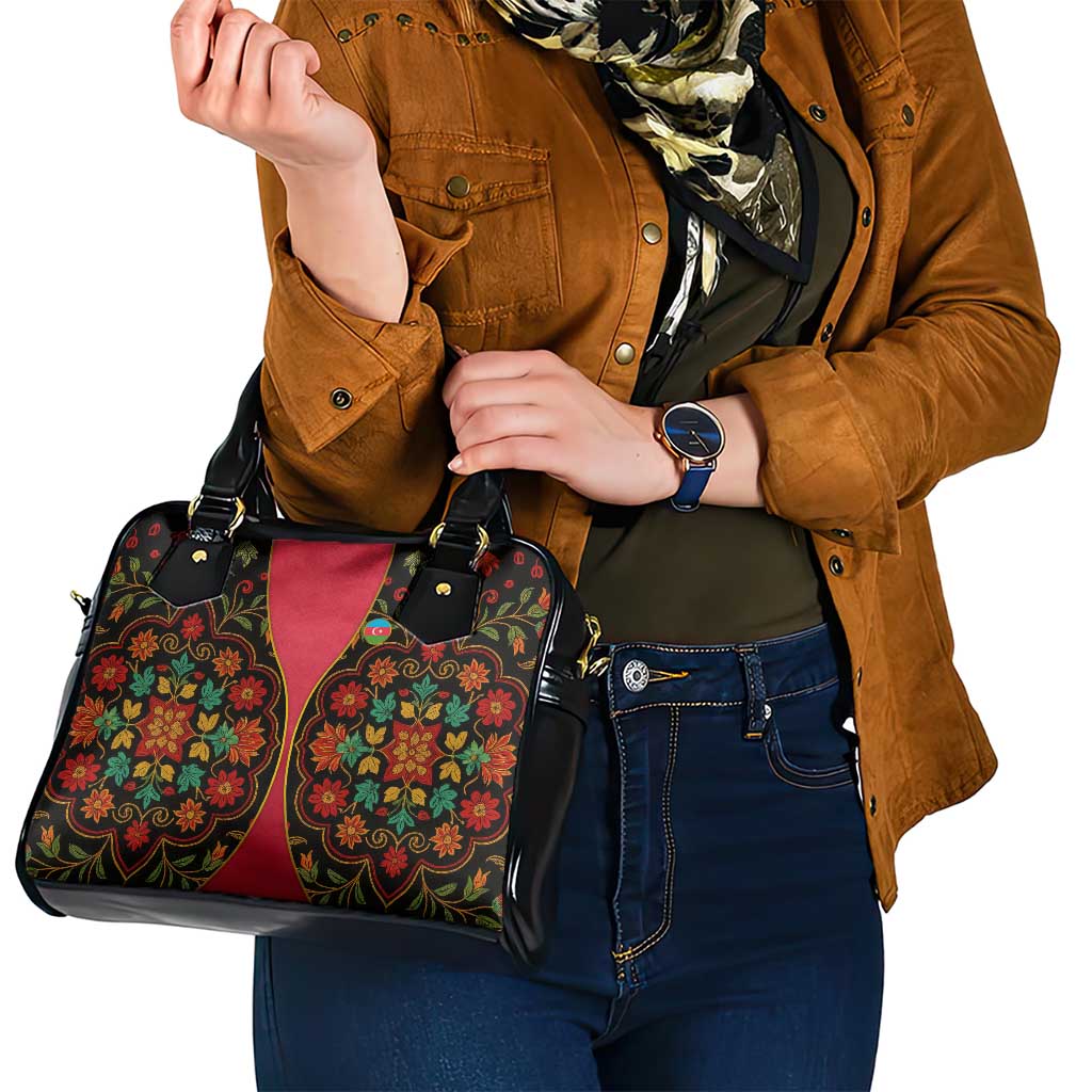 Azerbaijan Folk Floral Shoulder Handbag with Traditional Carpet-Inspired Pattern TS04