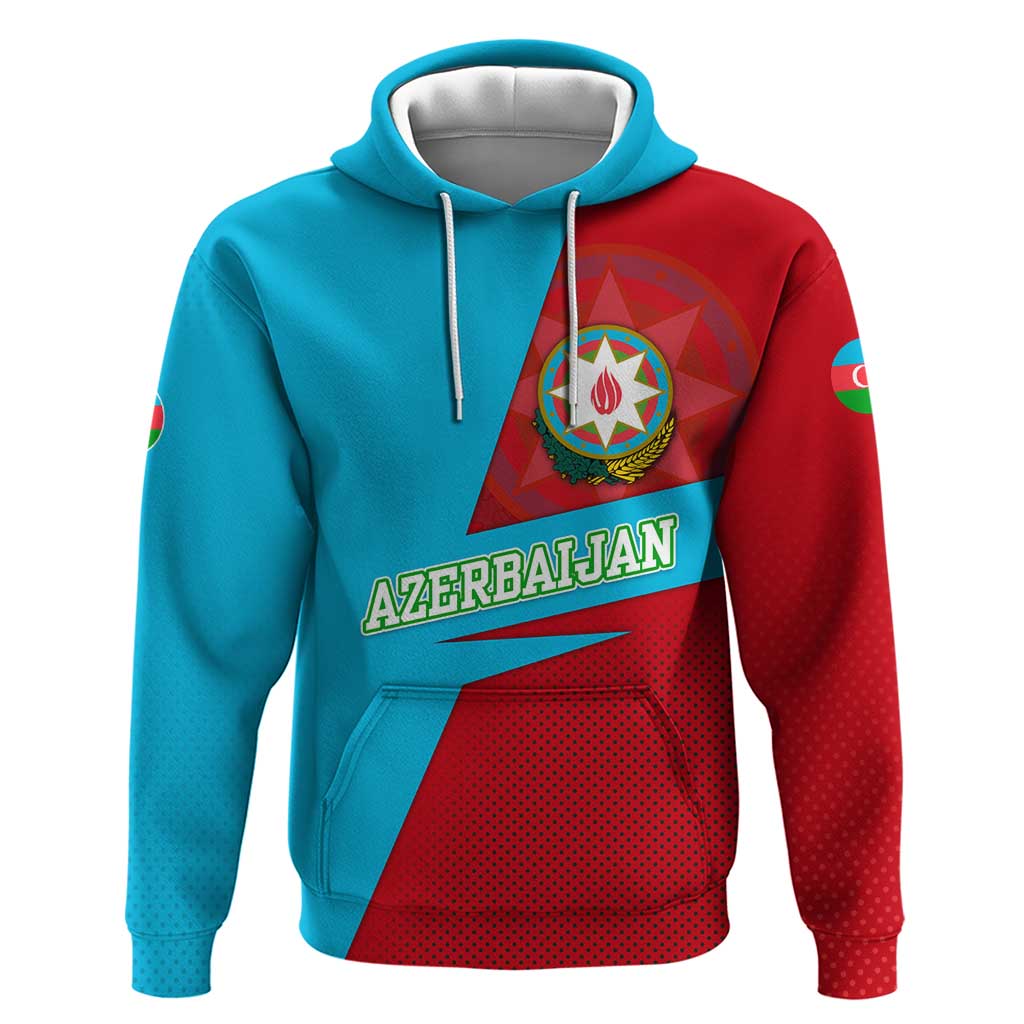 Azerbaijan National Emblem Hoodie with Modern Flag Color Block Design TS04