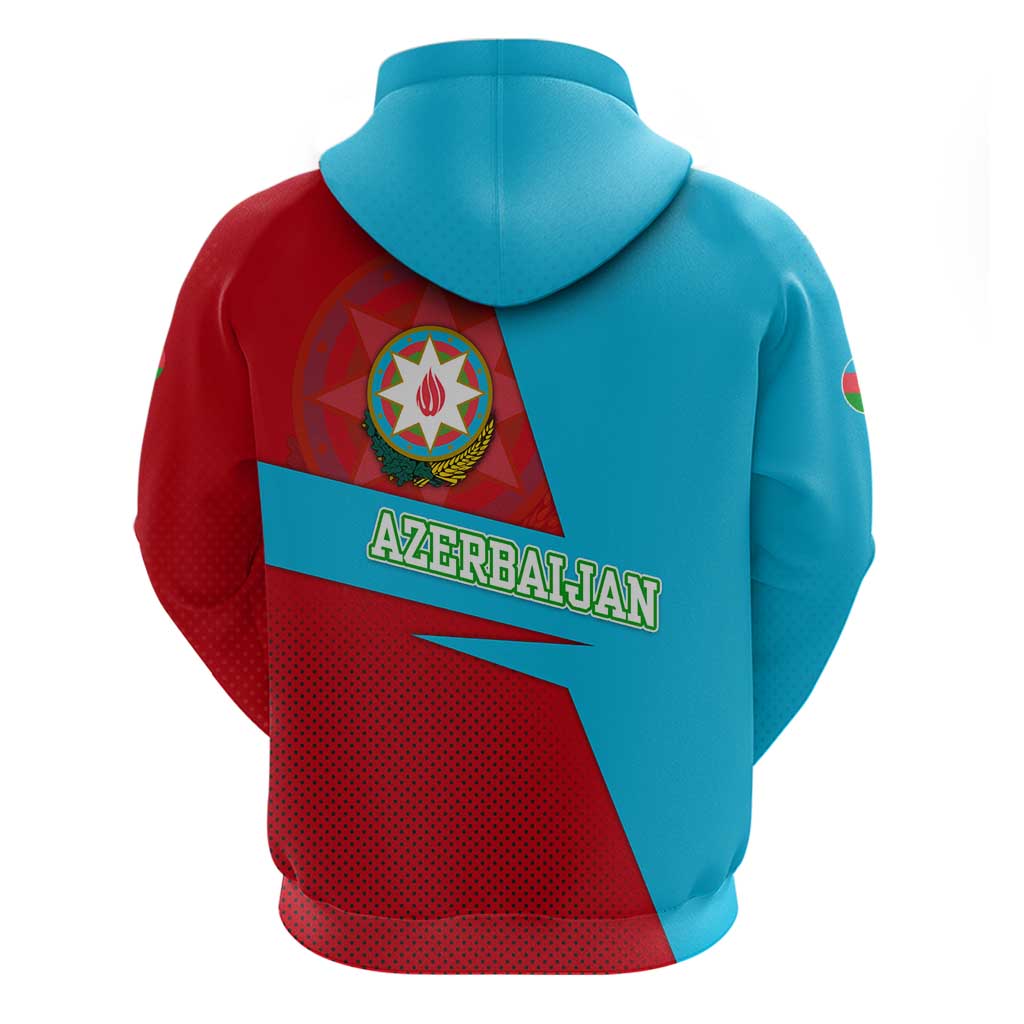 Azerbaijan National Emblem Hoodie with Modern Flag Color Block Design TS04