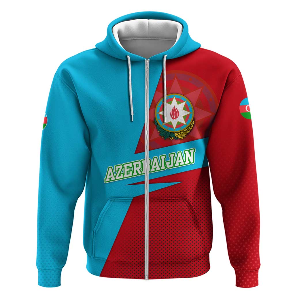 Azerbaijan National Emblem Hoodie with Modern Flag Color Block Design TS04