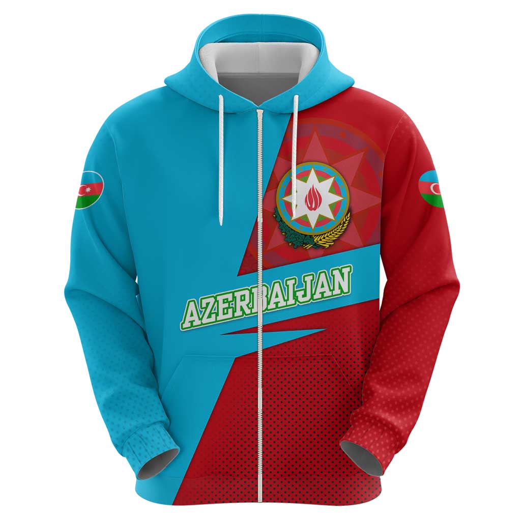 Azerbaijan National Emblem Hoodie with Modern Flag Color Block Design TS04