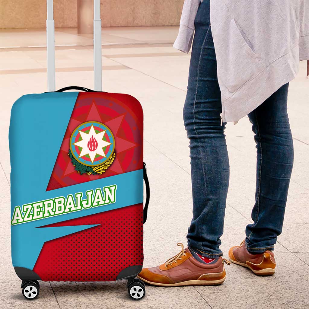 Azerbaijan National Emblem Luggage Cover with Modern Flag Color Block Design TS04
