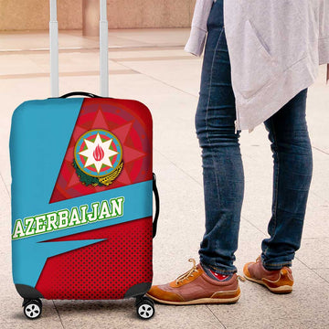 Azerbaijan National Emblem Luggage Cover with Modern Flag Color Block Design TS04
