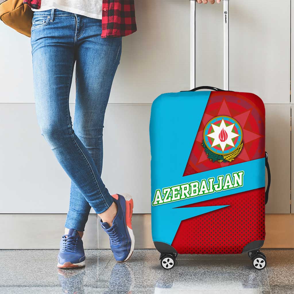 Azerbaijan National Emblem Luggage Cover with Modern Flag Color Block Design TS04
