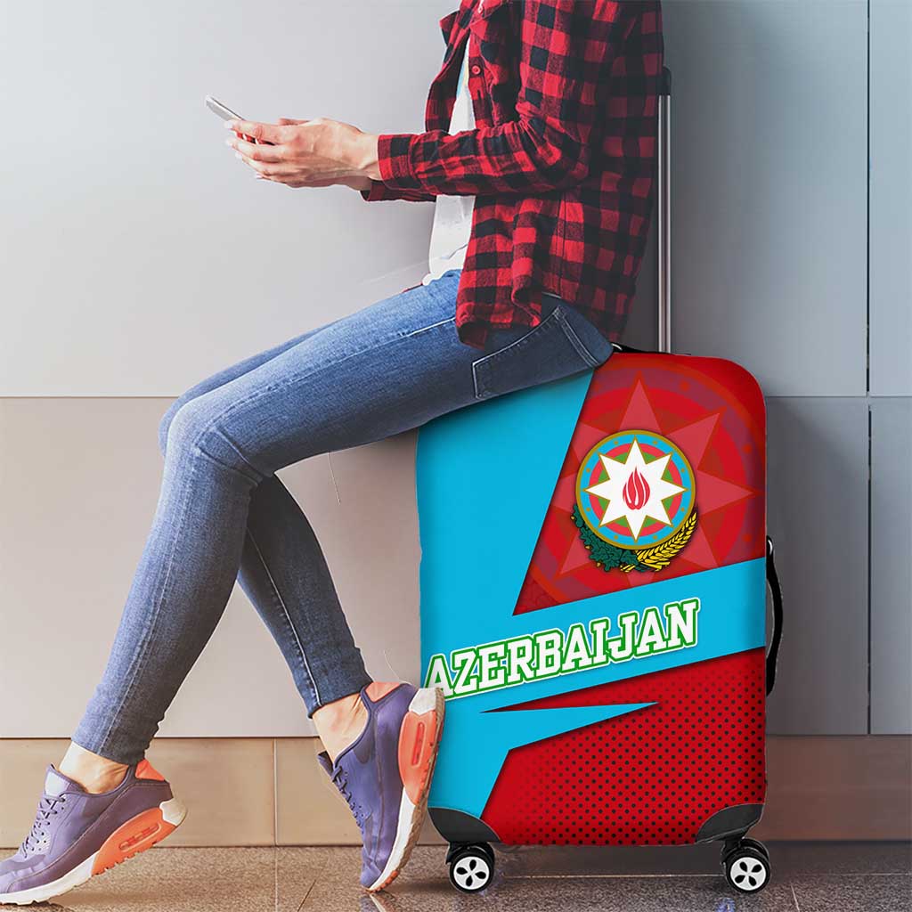 Azerbaijan National Emblem Luggage Cover with Modern Flag Color Block Design TS04