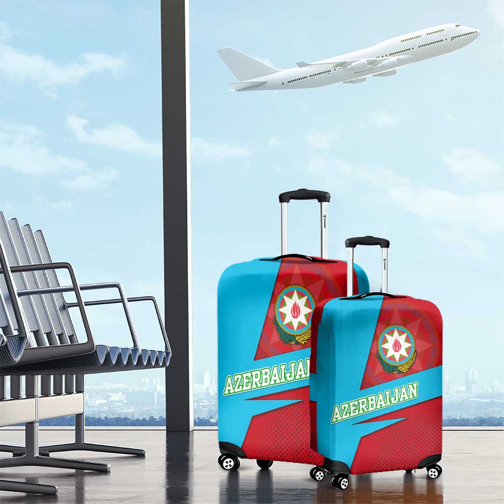 Azerbaijan National Emblem Luggage Cover with Modern Flag Color Block Design TS04