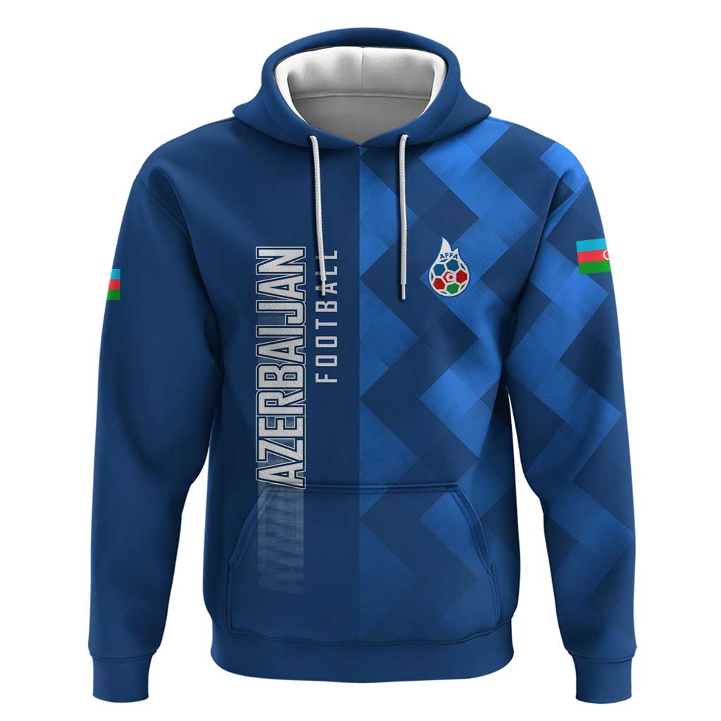 Azerbaijan Football Hoodie with AFFA Emblem in Blue Geometric Design TS04
