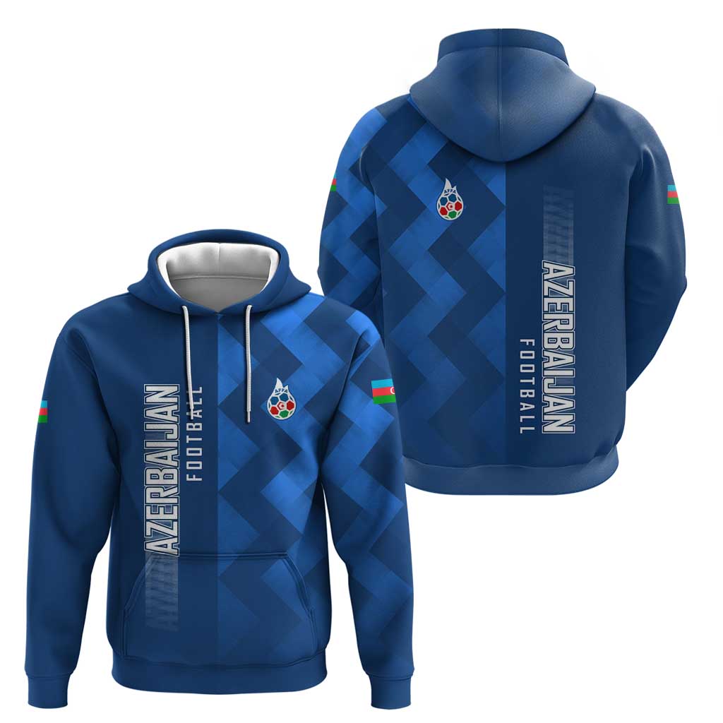 Azerbaijan Football Hoodie with AFFA Emblem in Blue Geometric Design TS04