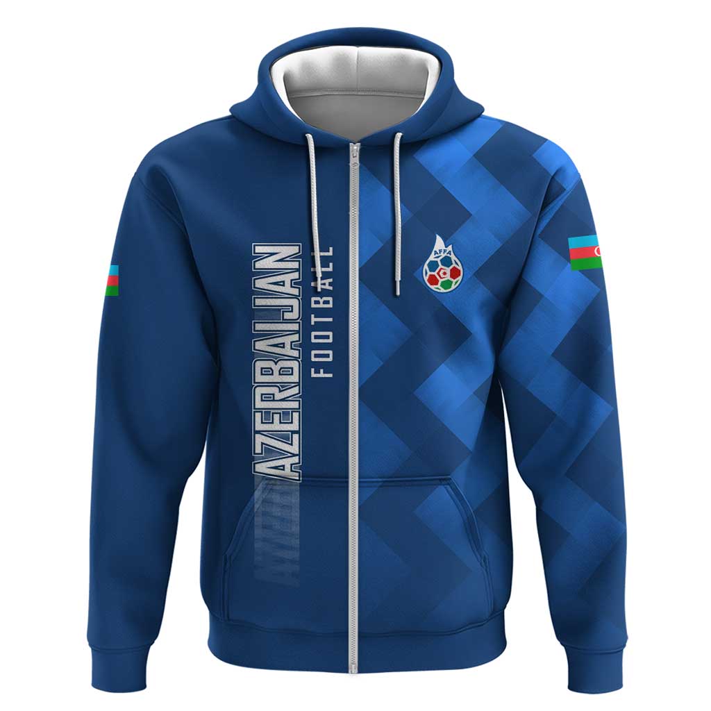 Azerbaijan Football Hoodie with AFFA Emblem in Blue Geometric Design TS04