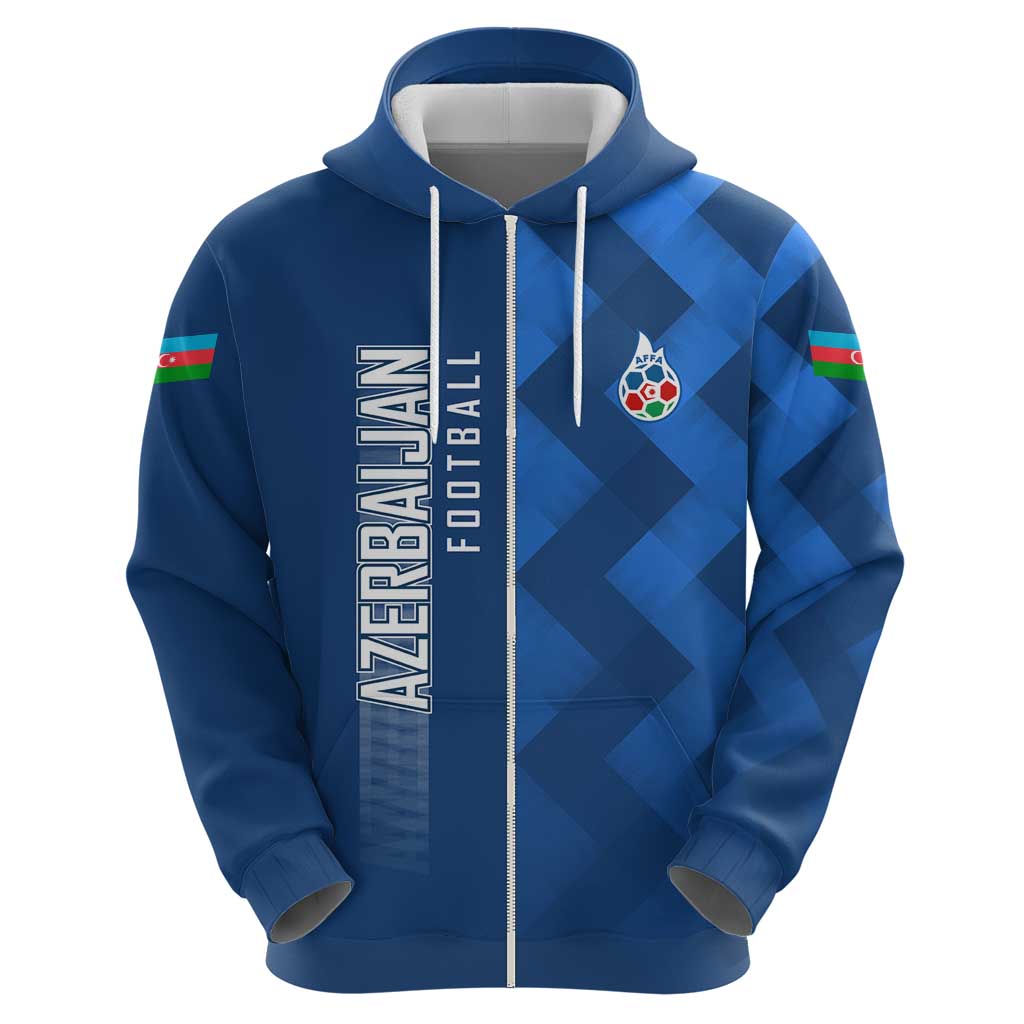 Azerbaijan Football Hoodie with AFFA Emblem in Blue Geometric Design TS04