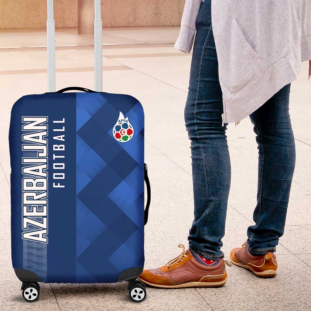 Azerbaijan Football Luggage Cover with AFFA Emblem in Blue Geometric Design TS04