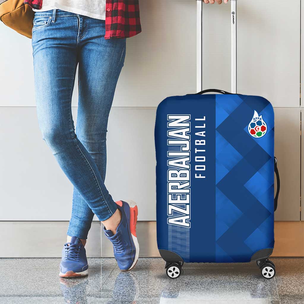Azerbaijan Football Luggage Cover with AFFA Emblem in Blue Geometric Design TS04