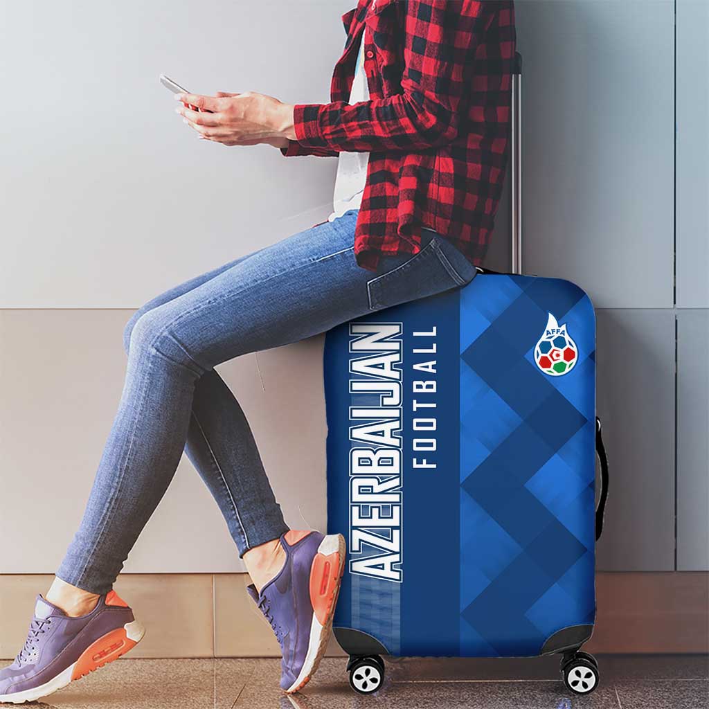 Azerbaijan Football Luggage Cover with AFFA Emblem in Blue Geometric Design TS04