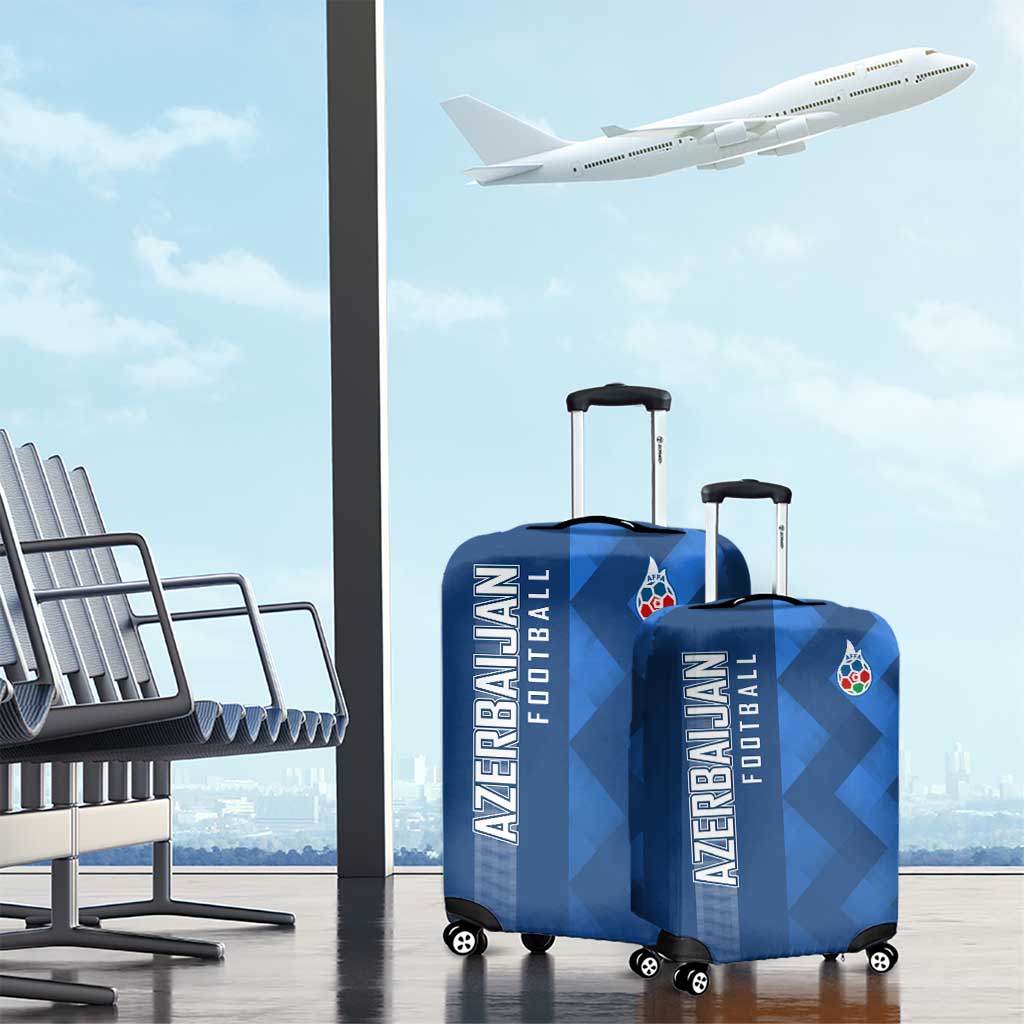 Azerbaijan Football Luggage Cover with AFFA Emblem in Blue Geometric Design TS04
