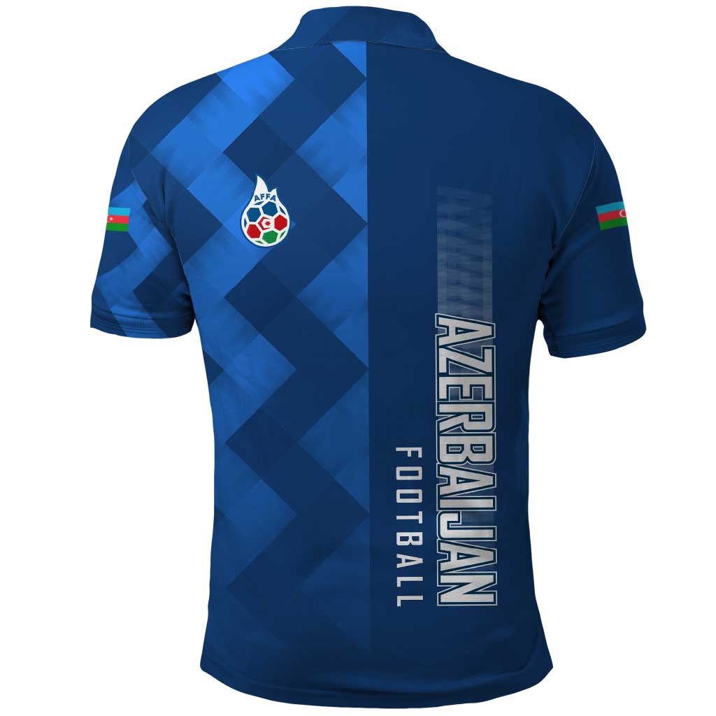 Azerbaijan Football Polo Shirt with AFFA Emblem in Blue Geometric Design TS04