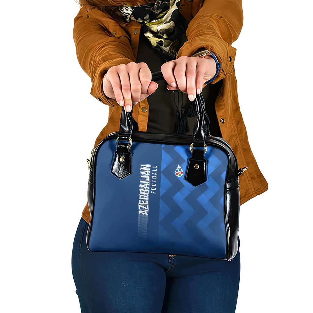 Azerbaijan Football Shoulder Handbag with AFFA Emblem in Blue Geometric Design TS04