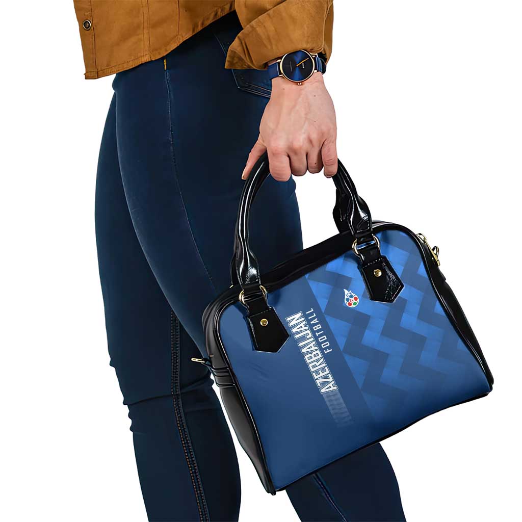 Azerbaijan Football Shoulder Handbag with AFFA Emblem in Blue Geometric Design TS04