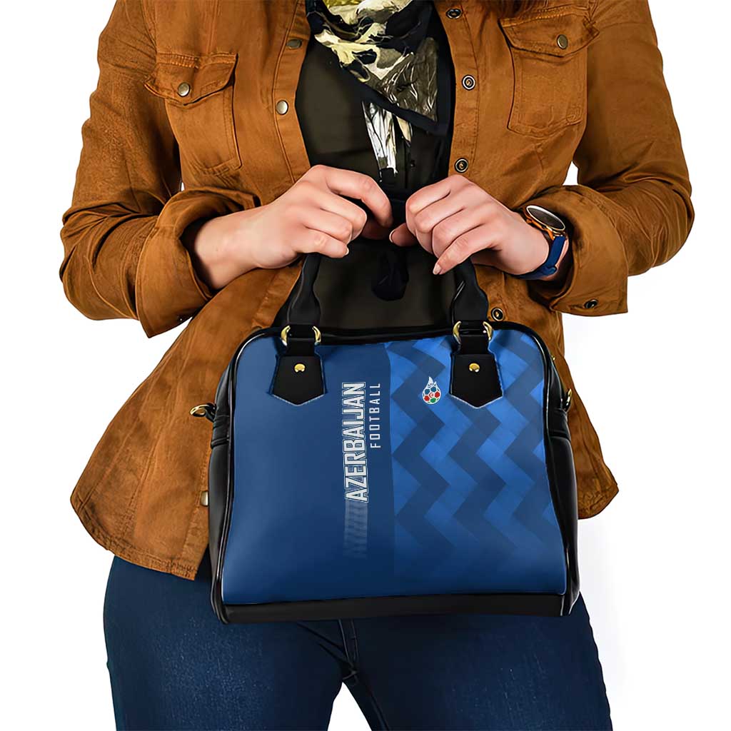 Azerbaijan Football Shoulder Handbag with AFFA Emblem in Blue Geometric Design TS04