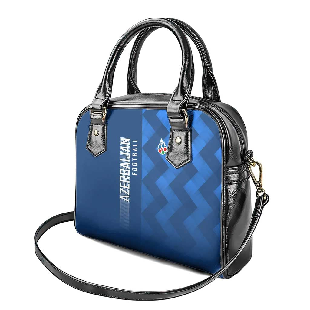 Azerbaijan Football Shoulder Handbag with AFFA Emblem in Blue Geometric Design TS04