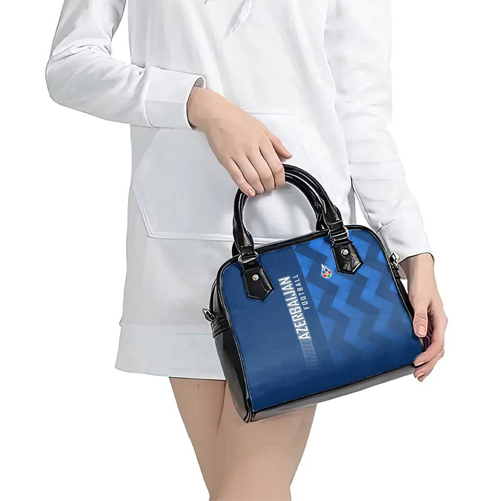 Azerbaijan Football Shoulder Handbag with AFFA Emblem in Blue Geometric Design TS04