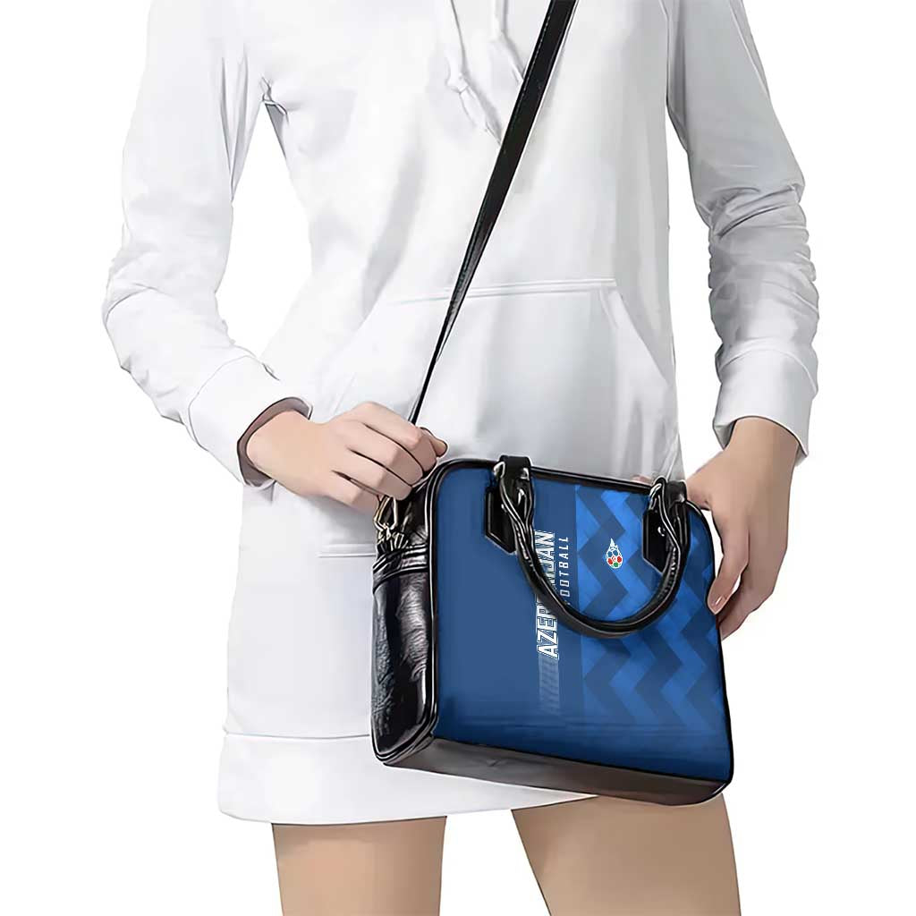 Azerbaijan Football Shoulder Handbag with AFFA Emblem in Blue Geometric Design TS04