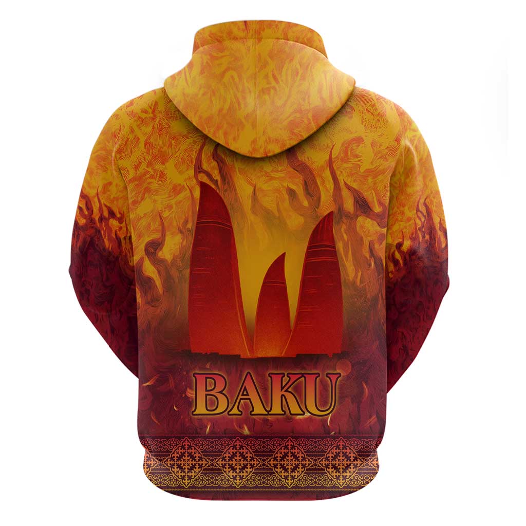 Azerbaijan Land of Fire Hoodie with Flame Towers and Baku Design TS04