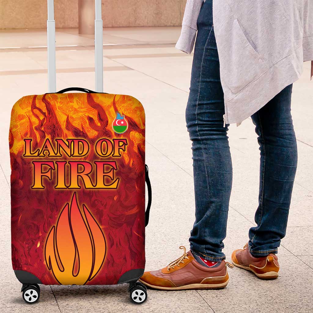 Azerbaijan Land of Fire Luggage Cover with Flame Towers and Baku Design TS04