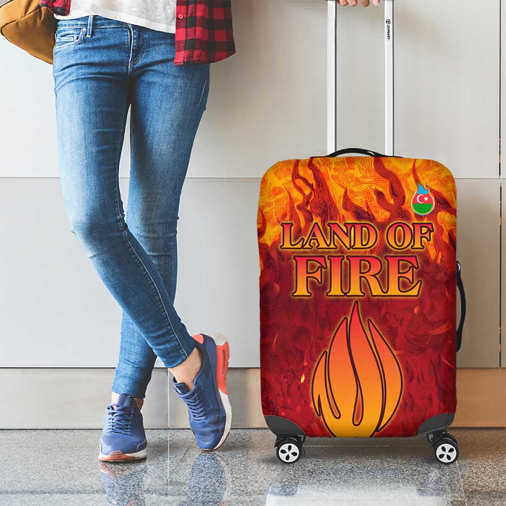 Azerbaijan Land of Fire Luggage Cover with Flame Towers and Baku Design TS04