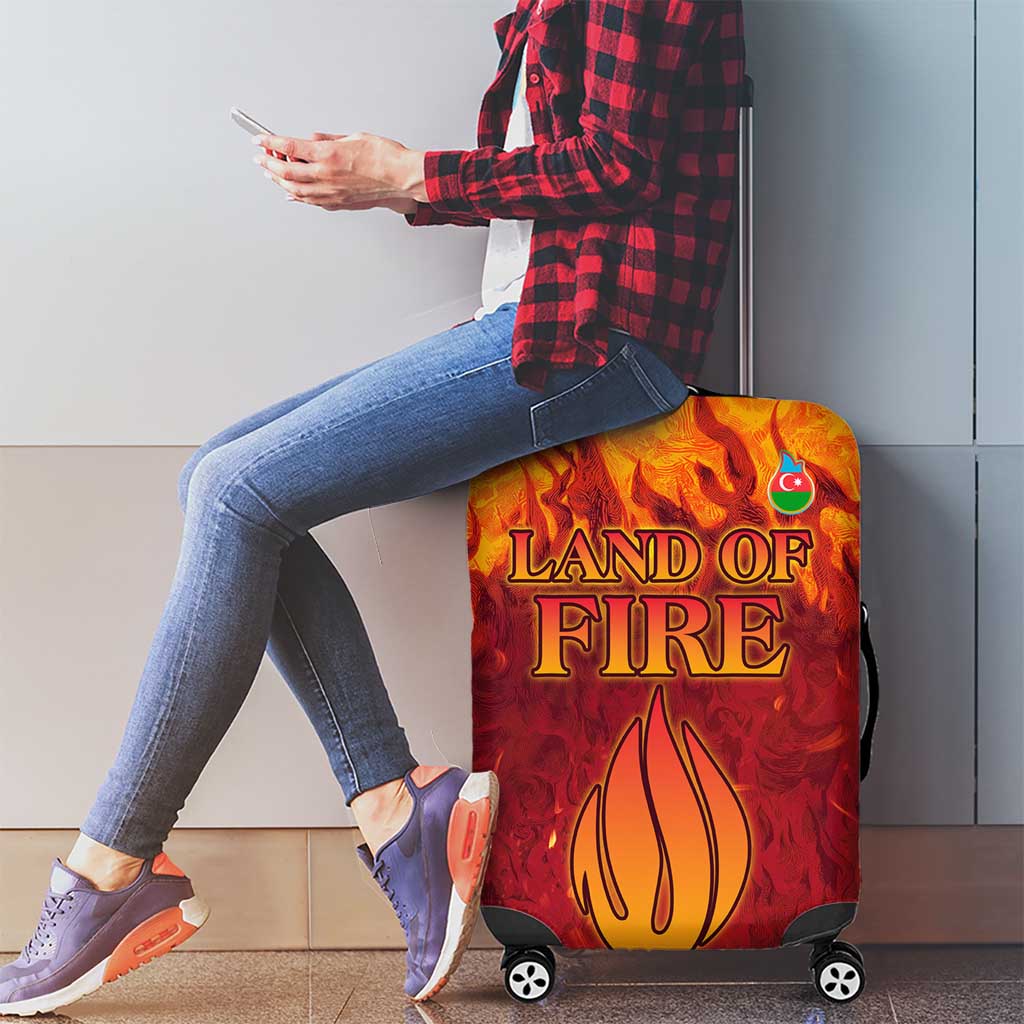 Azerbaijan Land of Fire Luggage Cover with Flame Towers and Baku Design TS04