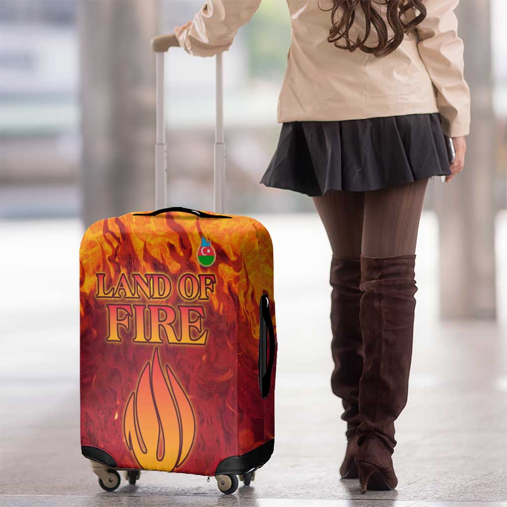Azerbaijan Land of Fire Luggage Cover with Flame Towers and Baku Design TS04