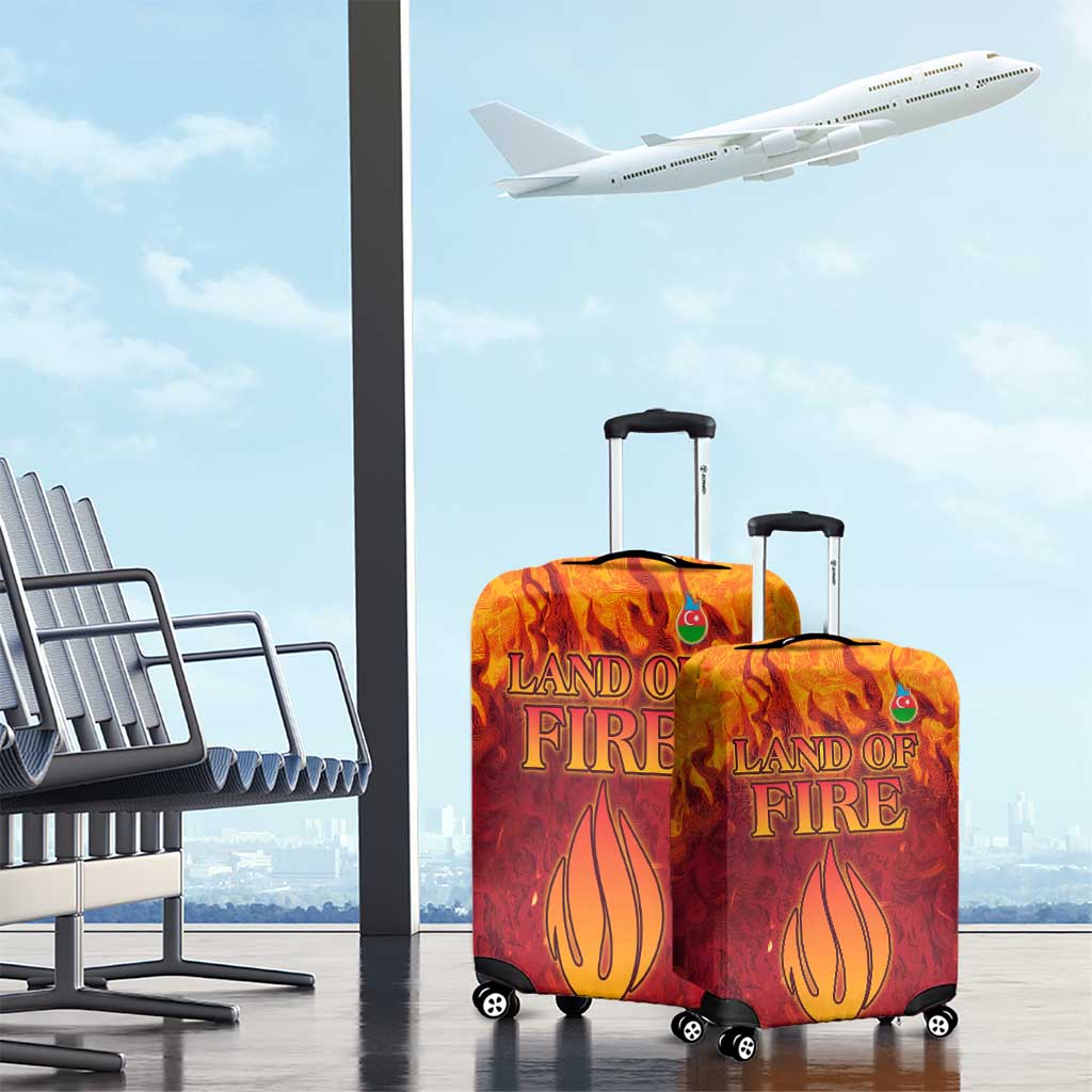 Azerbaijan Land of Fire Luggage Cover with Flame Towers and Baku Design TS04