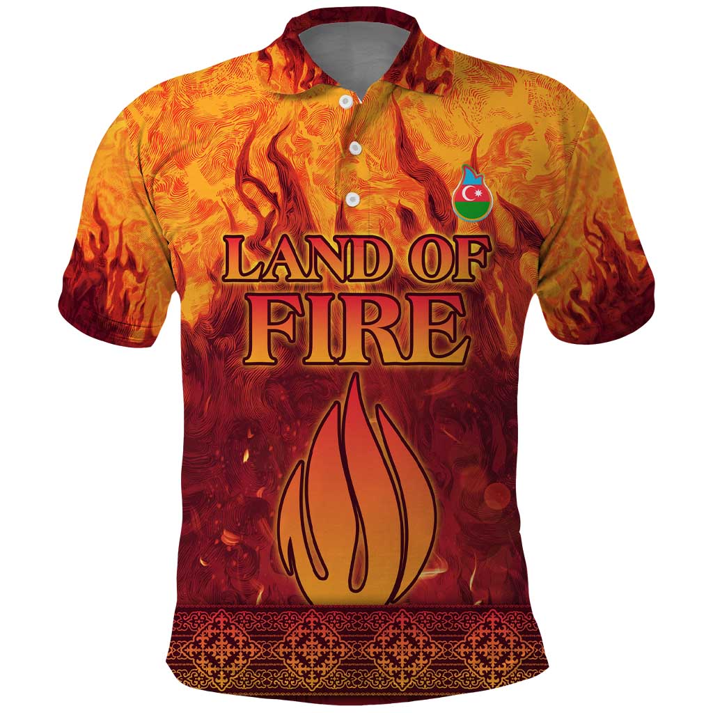 Azerbaijan Land of Fire Polo Shirt with Flame Towers and Baku Design TS04
