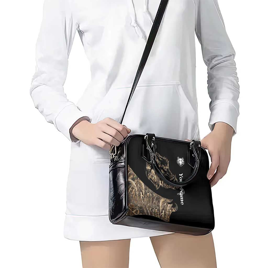 Personalized Boar Hunting Camouflage Shoulder Handbag Wild Hog Silhouette and Black Tactical Camo TS04
