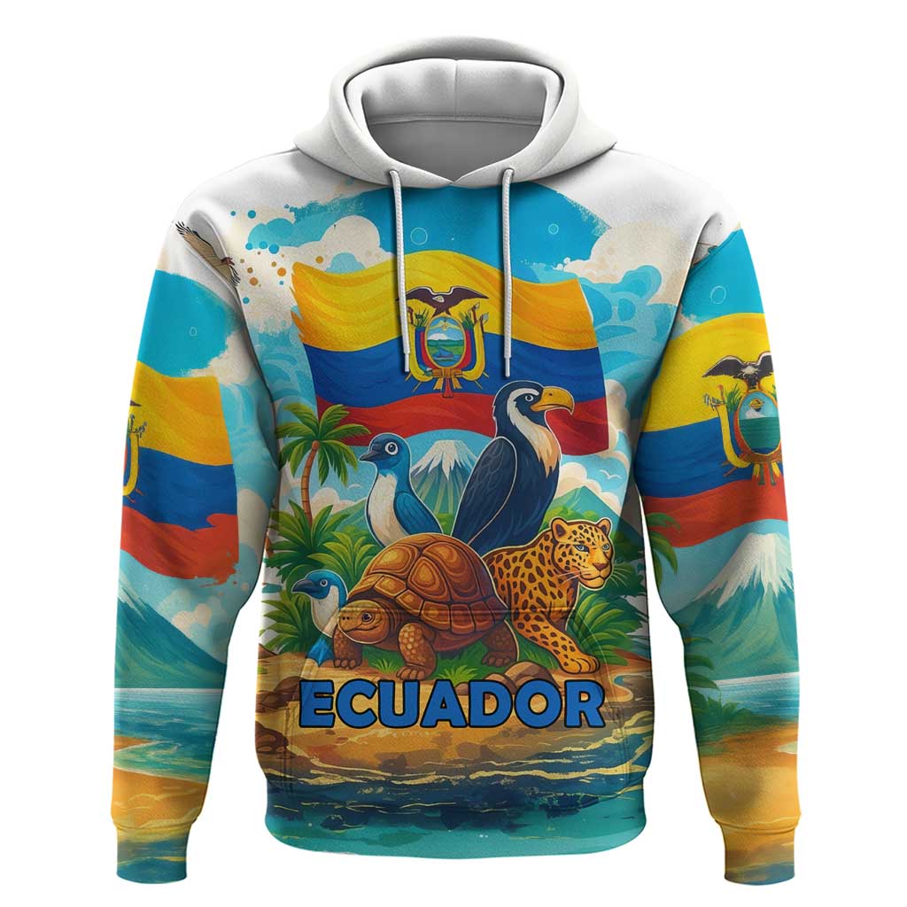 Ecuador Hoodie with Wildlife and Flag Landscape Design TS04