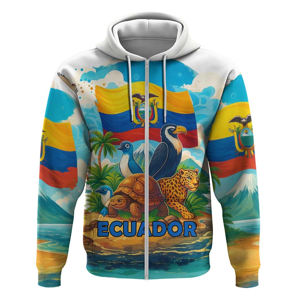 Ecuador Hoodie with Wildlife and Flag Landscape Design TS04
