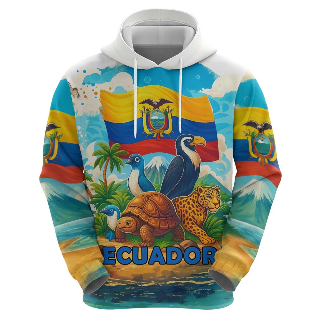 Ecuador Hoodie with Wildlife and Flag Landscape Design TS04