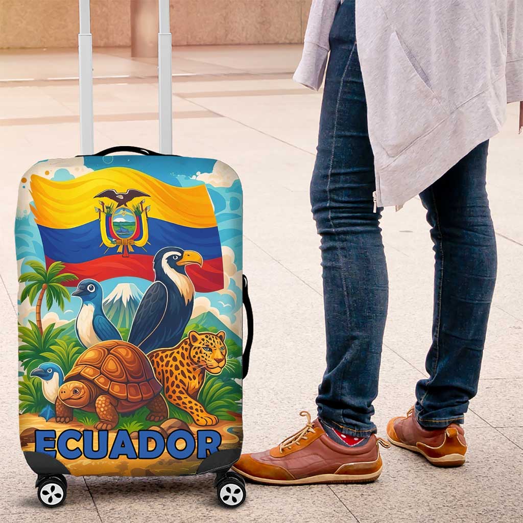 Ecuador Luggage Cover with Wildlife and Flag Landscape Design TS04