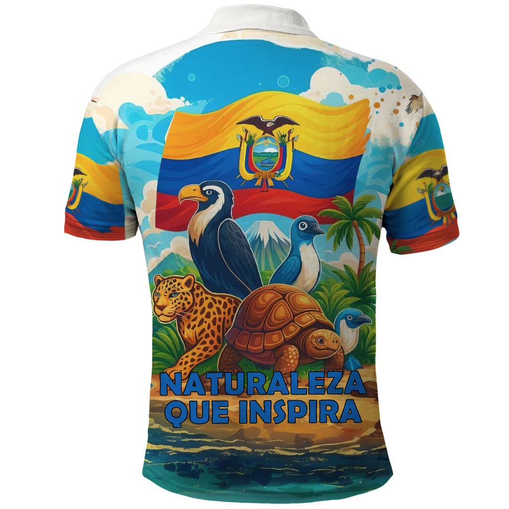 Ecuador Polo Shirt with Wildlife and Flag Landscape Design TS04