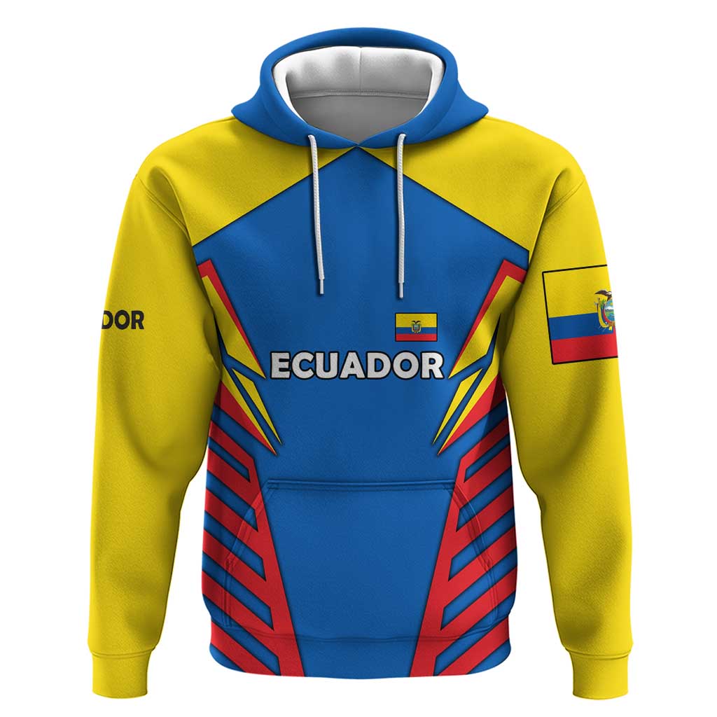 Ecuador Hoodie with Coat of Arms and Bold Stripe Design TS04