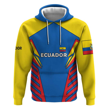 Ecuador Hoodie with Coat of Arms and Bold Stripe Design TS04