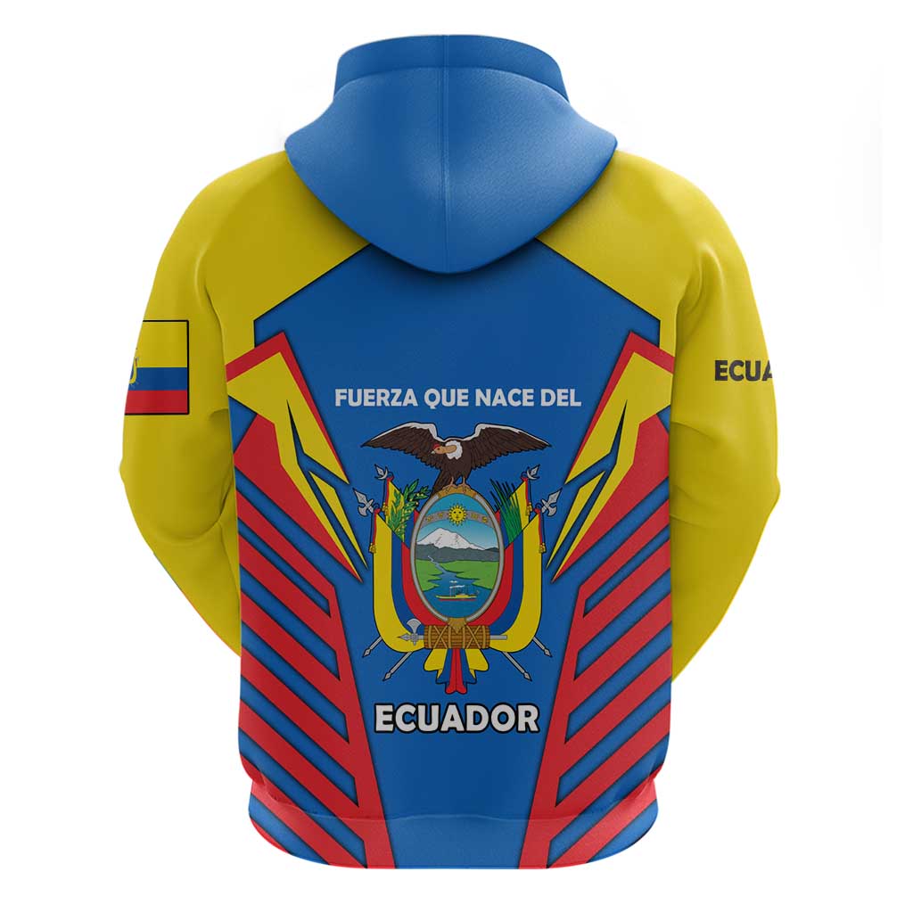 Ecuador Hoodie with Coat of Arms and Bold Stripe Design TS04