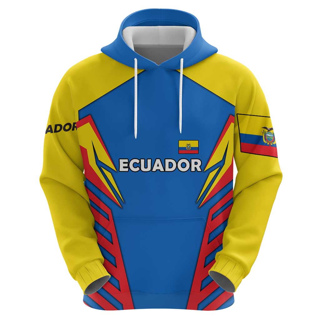 Ecuador Hoodie with Coat of Arms and Bold Stripe Design TS04