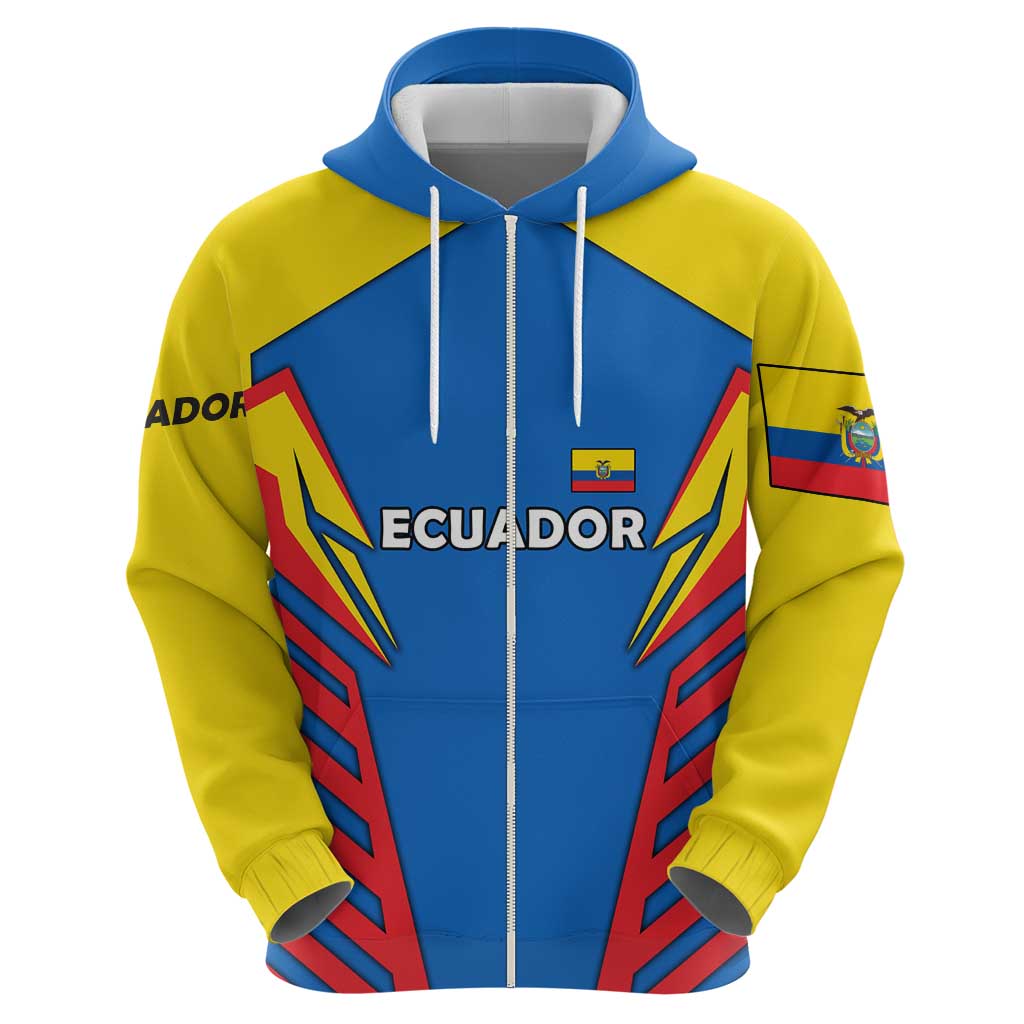 Ecuador Hoodie with Coat of Arms and Bold Stripe Design TS04