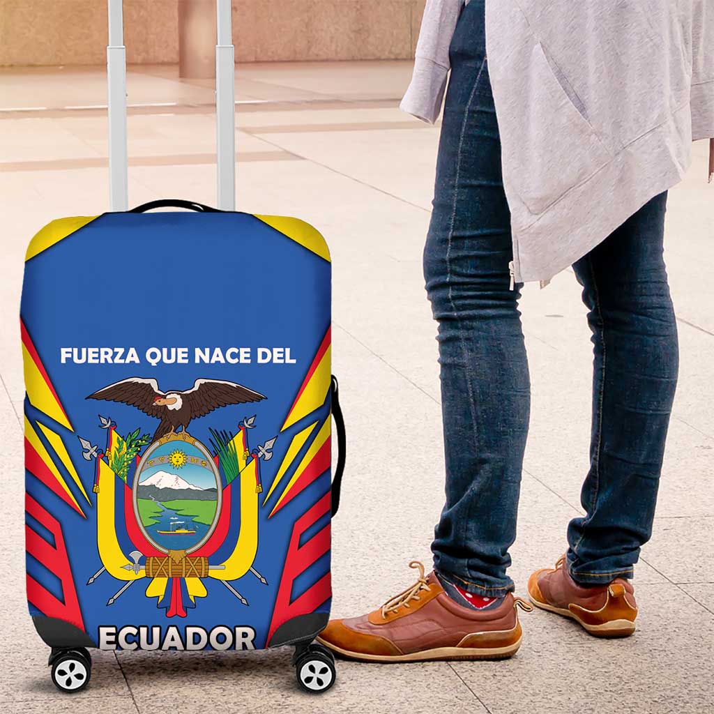 Ecuador Luggage Cover with Coat of Arms and Bold Stripe Design TS04