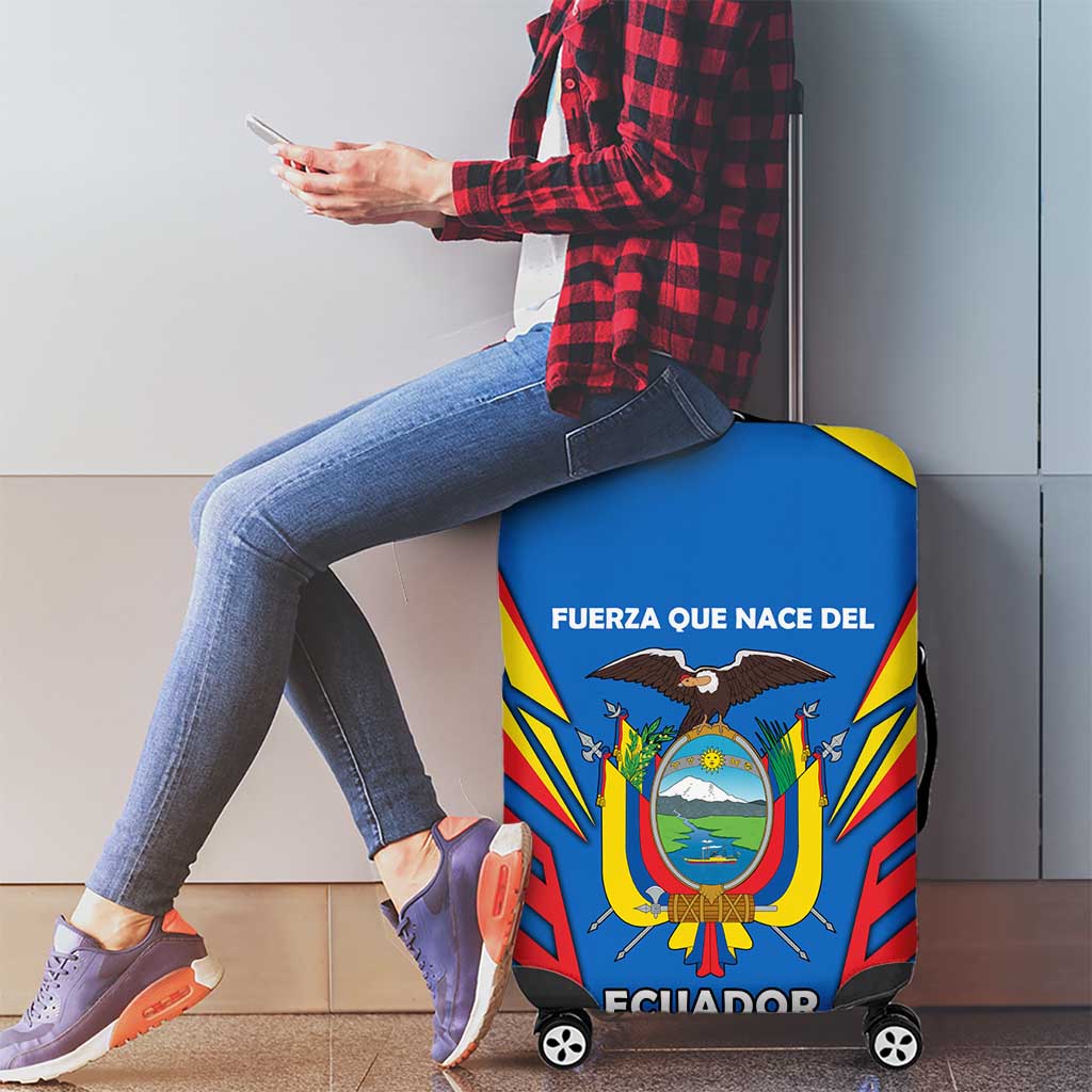 Ecuador Luggage Cover with Coat of Arms and Bold Stripe Design TS04