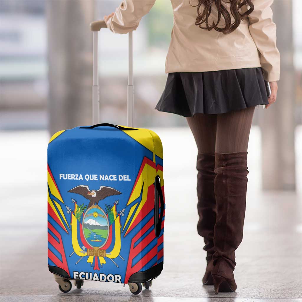 Ecuador Luggage Cover with Coat of Arms and Bold Stripe Design TS04