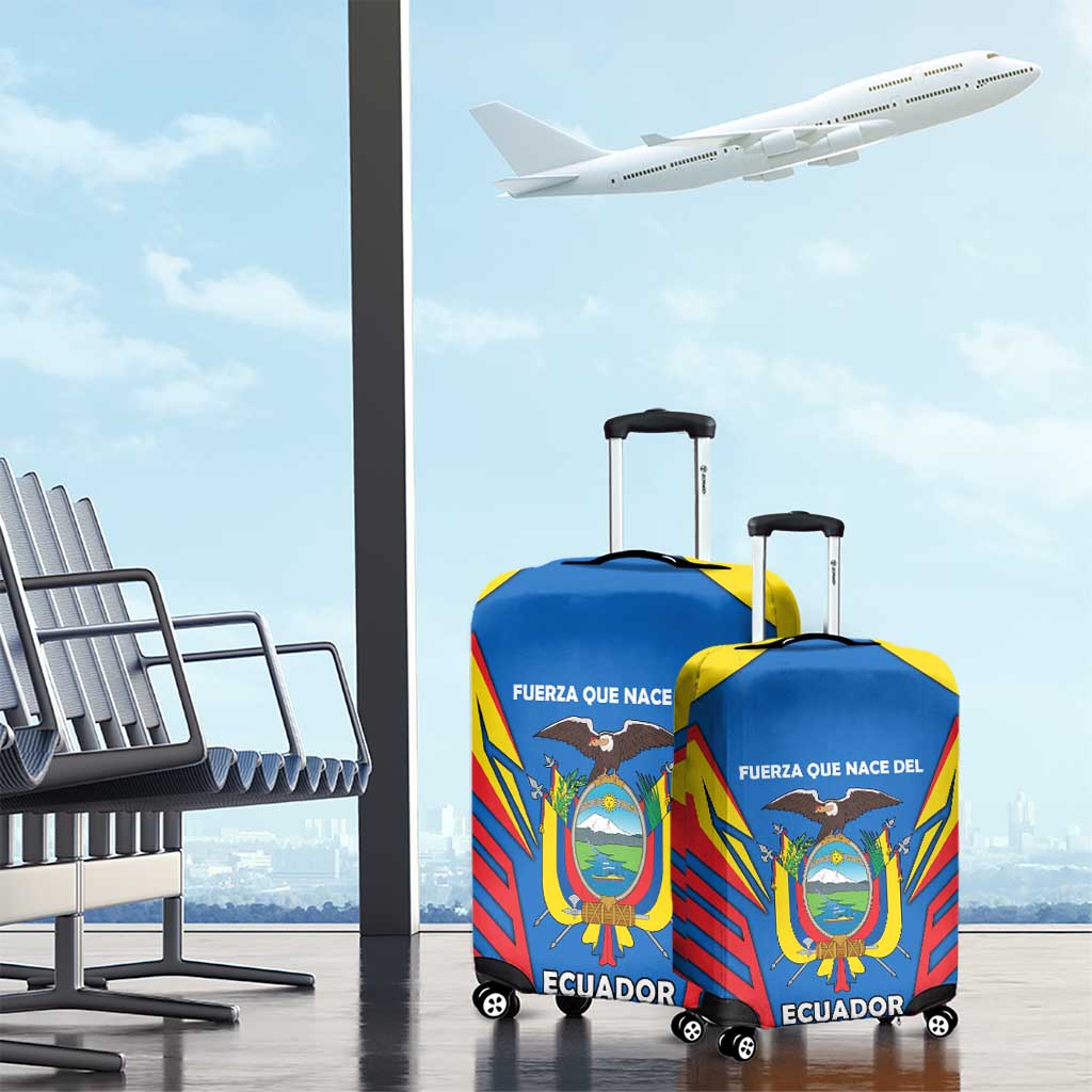 Ecuador Luggage Cover with Coat of Arms and Bold Stripe Design TS04